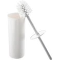 thumbnail image 1 of Superio Toilet Bowl Brush and Holder Set with Stylish Ribbed Design, White, 1 of 7