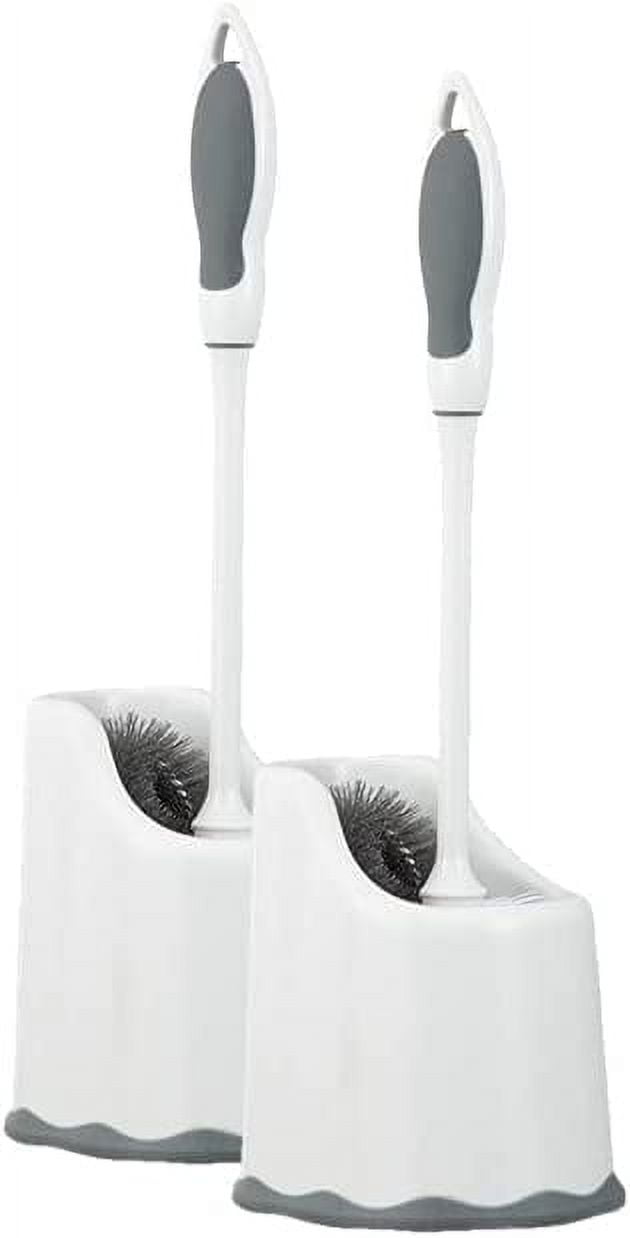 Superio Toilet Brush with Holder Grey, Comfort Grip, Matching Caddy