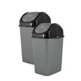 thumbnail image 1 of Superio Trash Can for Dorm Room with Lid 4.5 Gallon Plastic Garbage Can with Swing Top Lid, Medium Slim Waste Bin with Cover for Home, Kitchen, Office, Bedroom, Bathroom, College- 18 Qt (Grey/Black 2), 1 of 5