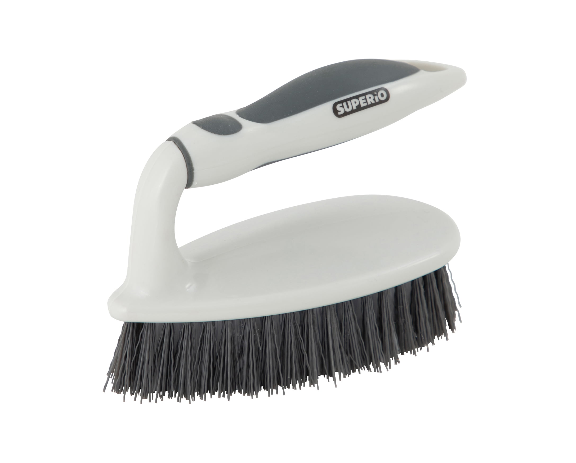 Superio Utility Scrub Brush with Stiff Bristles, Comfort Grip Handle, Heavy Duty Grey Household Scrubber for Home, Kitchen, Bathroom, Shower, Sink, Toilet, Hot Tub, Carpet
