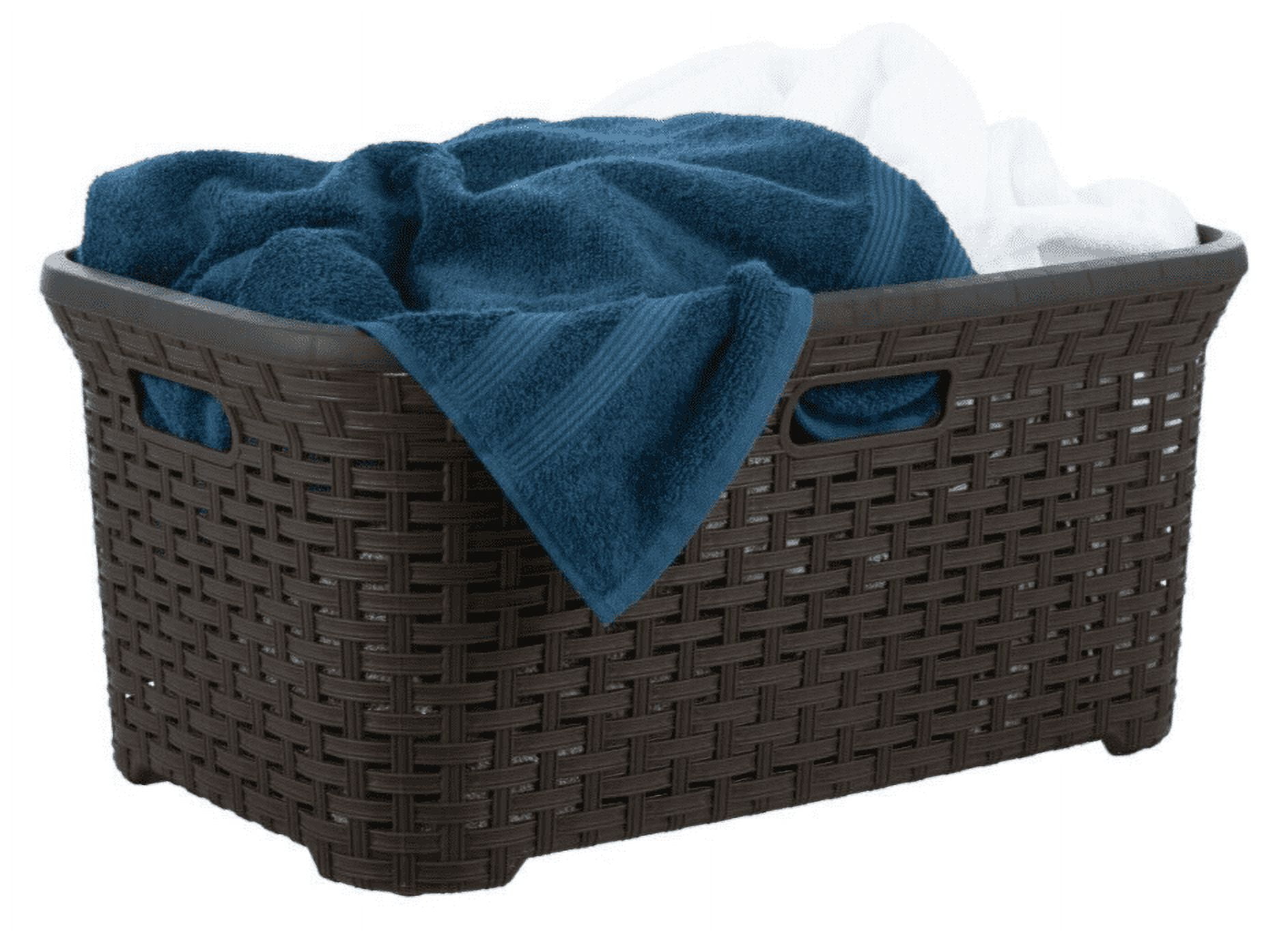 Superio  Large Wicker Laundry Basket with Cutout Carry Handles - Capacity: 50l Brown