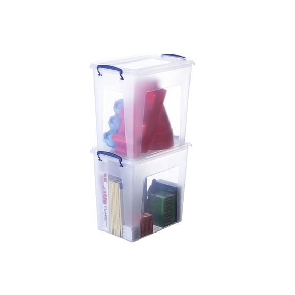 Superio Clear Storage Boxes with Lids, Plastic Container Bins for Organizing, Stackable Crates, BPA Free, Non Toxic, Odor Free, Organizers for Home, Office, School, and Dorm, 13.7 Quart, 2 Pack