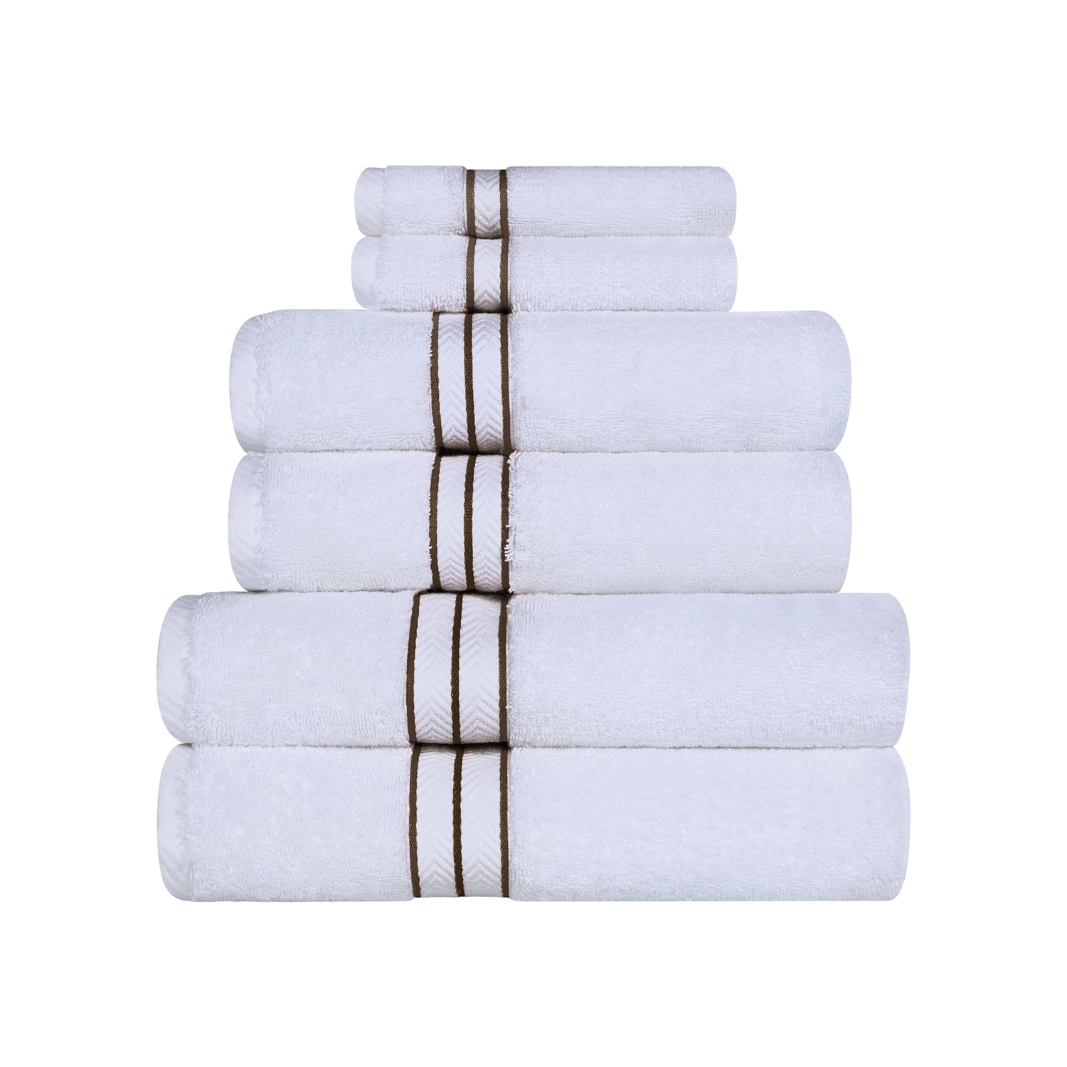 Luxurious White Egyptian Cotton 6-Piece Towel Set with Dobby Border