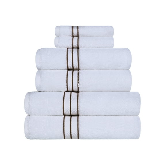 Superior 100% Turkish Cotton Plush 6-Piece Solid Highly Absorbent Towel Set, Latte