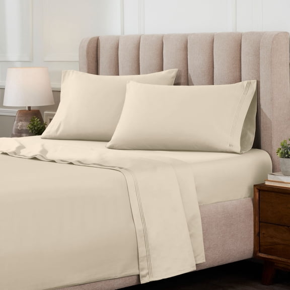 Superior 1000 TC Egyptian Cotton Extra Deep Pocket 20 Inch Sheet Set, Cal King, Ivory