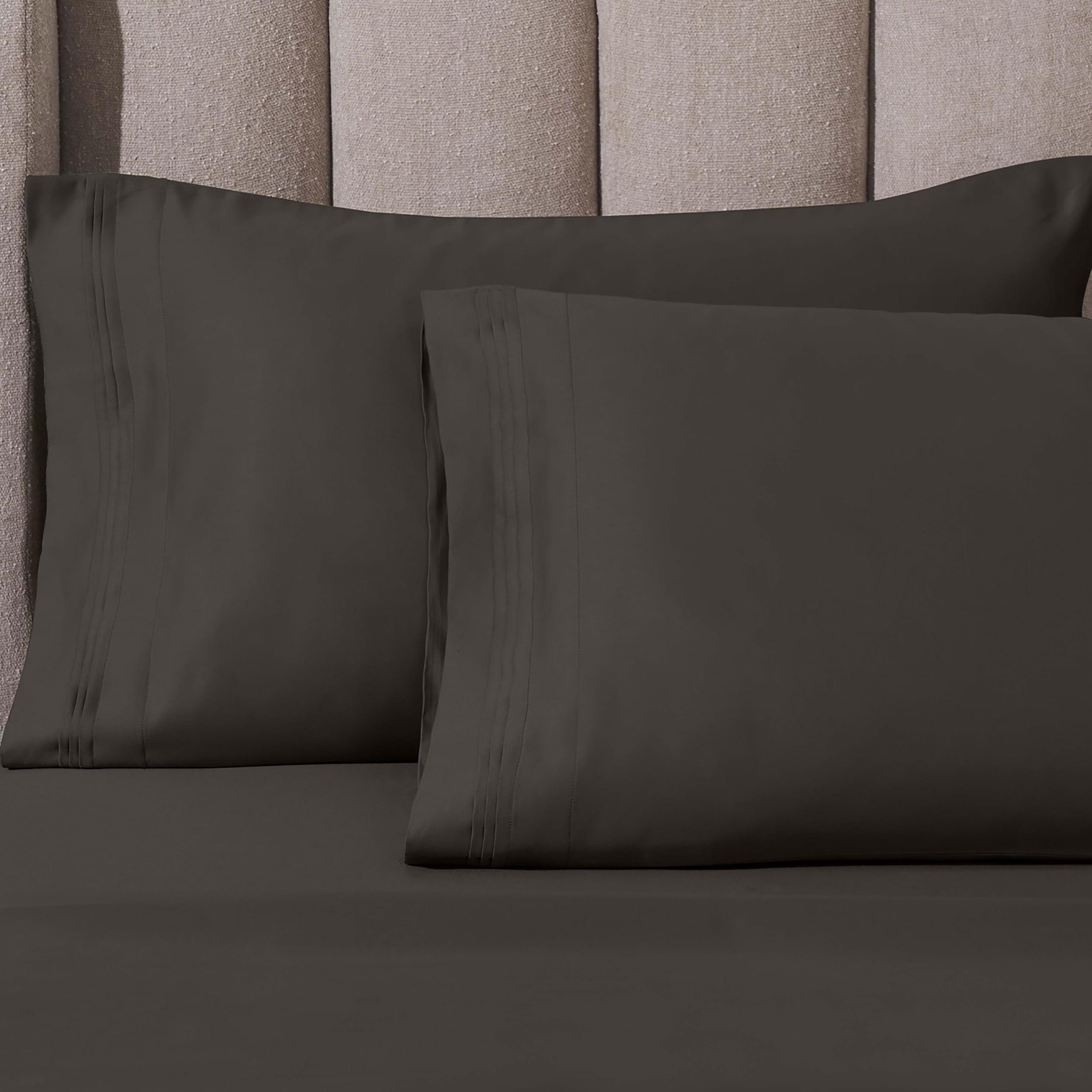Superior 1000 Thread Count Egyptian Cotton Pillowcases Soft Breathable Set of 2, Charcoal, King