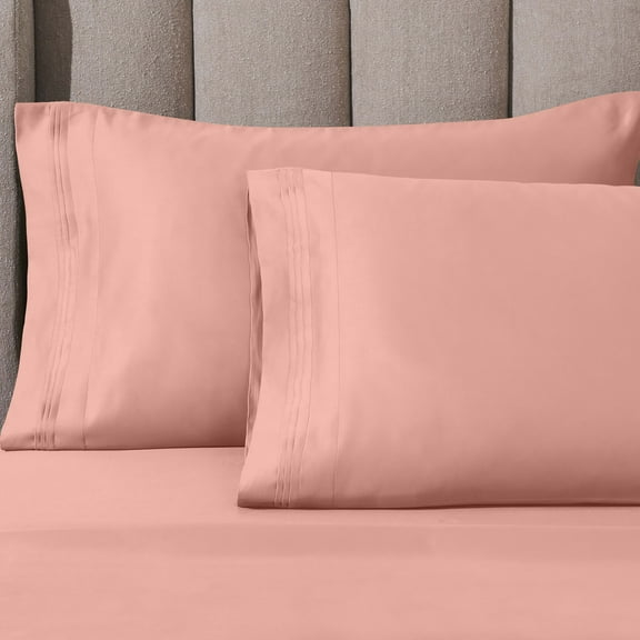 Superior 1000 Thread Count Egyptian Cotton Pillowcases Soft Breathable Set of 2, Dusted Rose, Standard