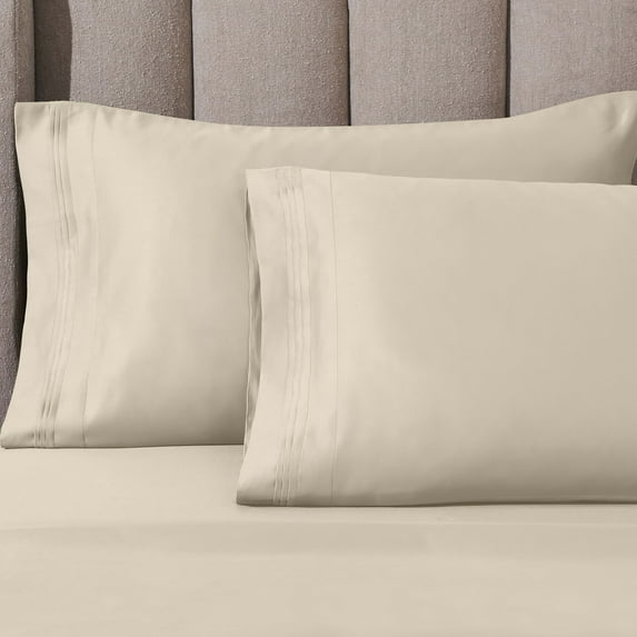 Superior 1000 Thread Count Egyptian Cotton Pillowcases Soft Breathable Set of 2, Ivory, Standard