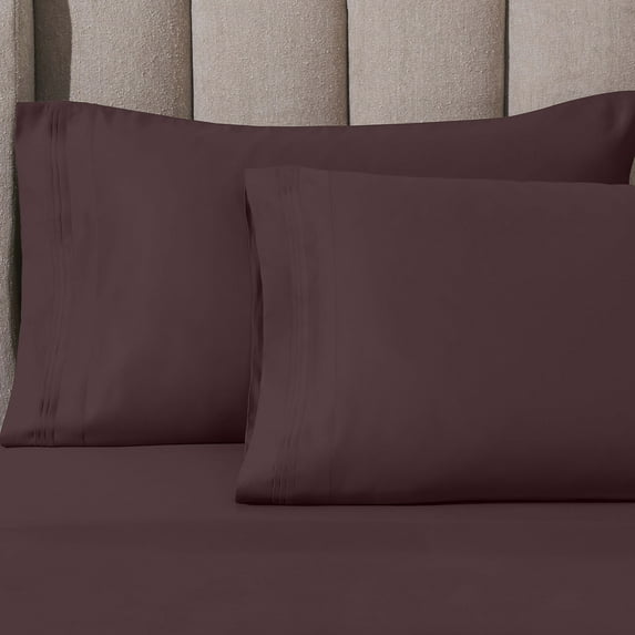 Superior 1000 Thread Count Egyptian Cotton Pillowcases Soft Breathable Set of 2, Plum, King