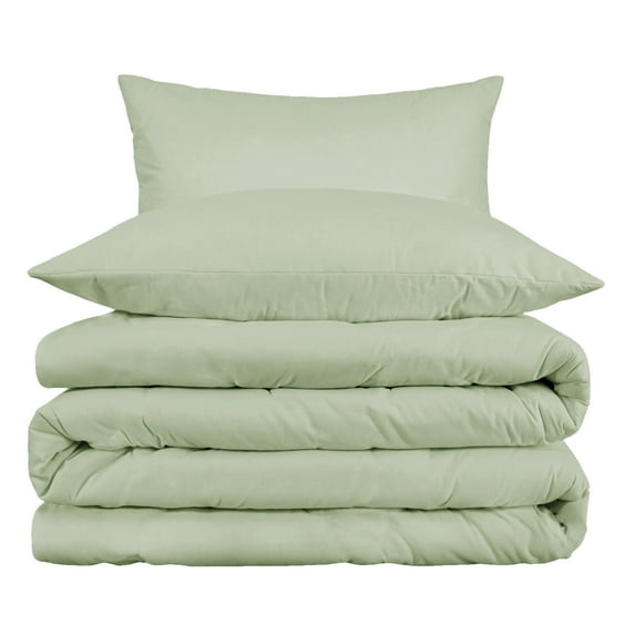 Superior 1000 Thread Count 3-Piece Georgine Duvet Cotton Blend Cover Set, Full/ Queen, Green