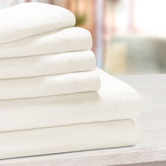 Superior 1000 Thread Count 4-Piece 4-Piece Classic Ivory Cotton Blend Sheet Set, King