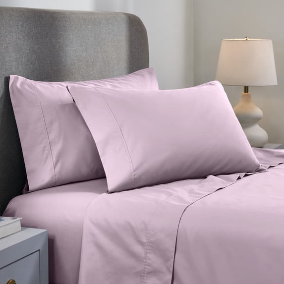 Superior 1000 Thread Count 4-Piece Solid Cotton Blend Deep Pocket Sheet Set, Full, Lilac