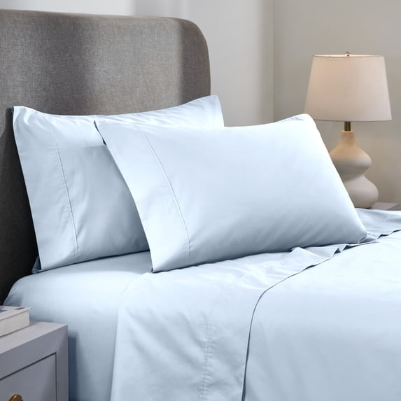 Superior 1000 Thread Count 4-Piece Solid Cotton Blend Deep Pocket Sheet Set, King, Blue