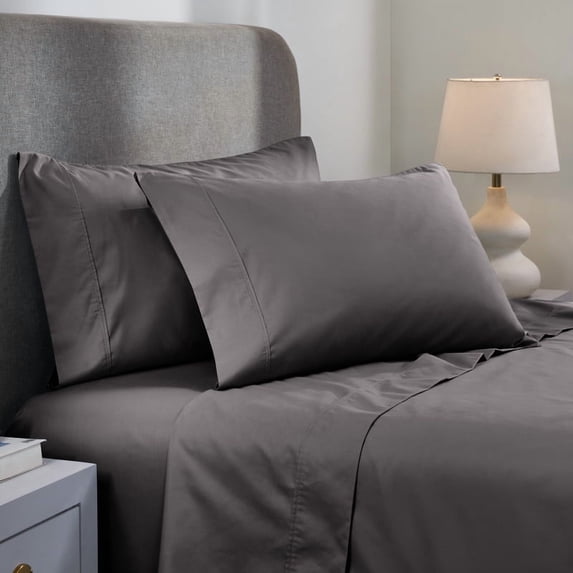 Superior 1000 Thread Count 4-Piece Solid Cotton Blend Deep Pocket Sheet Set, Queen, Grey