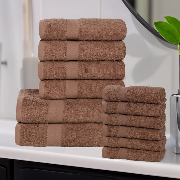 Superior Franklin 12-Piece Cotton Towel Set, Super Soft Quick Dry Fade Resistant Towels, Latte