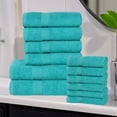 thumbnail image 1 of Superior Franklin 12-Piece Cotton Towel Set, Super Soft Quick Dry Fade Resistant Towels, Turquoise, 1 of 11