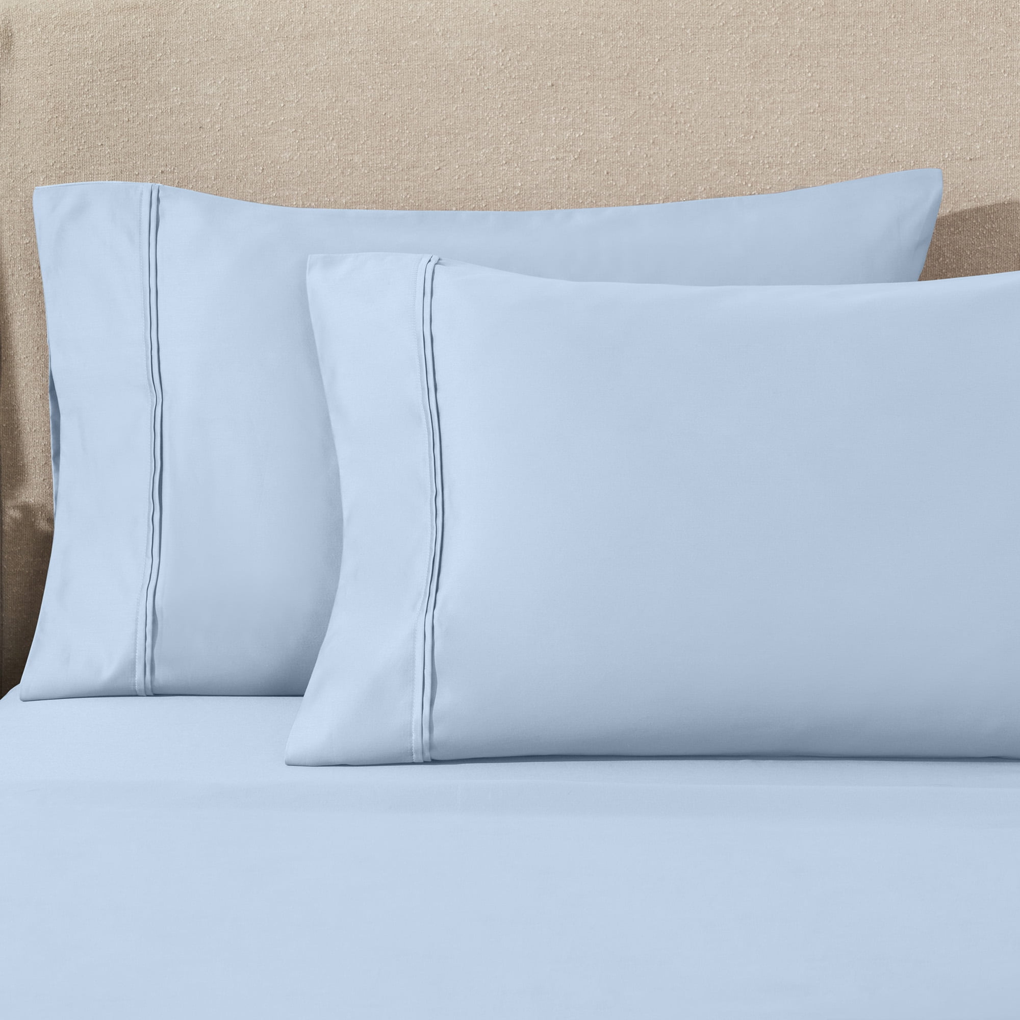 King Size Light Blue Cotton Pillowcase Set