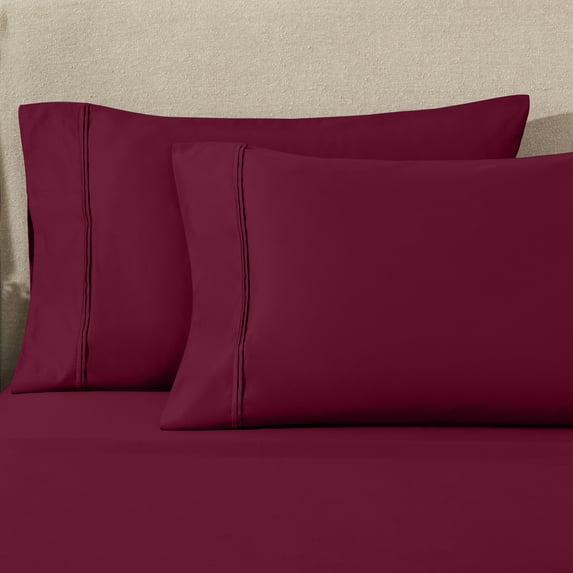 Superior 1200 Thread Count Egyptian Cotton Solid Pillowcase, Standard, Burgundy