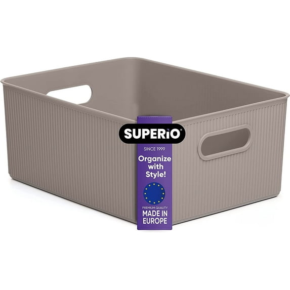 Superior 15 L Ribbed Storage Bin Taupe