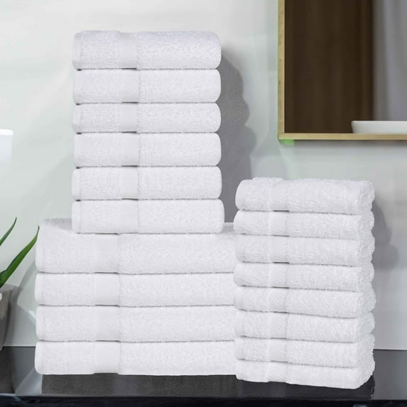 Superior Franklin Cotton 18-Piece Assorted Towel Set, White