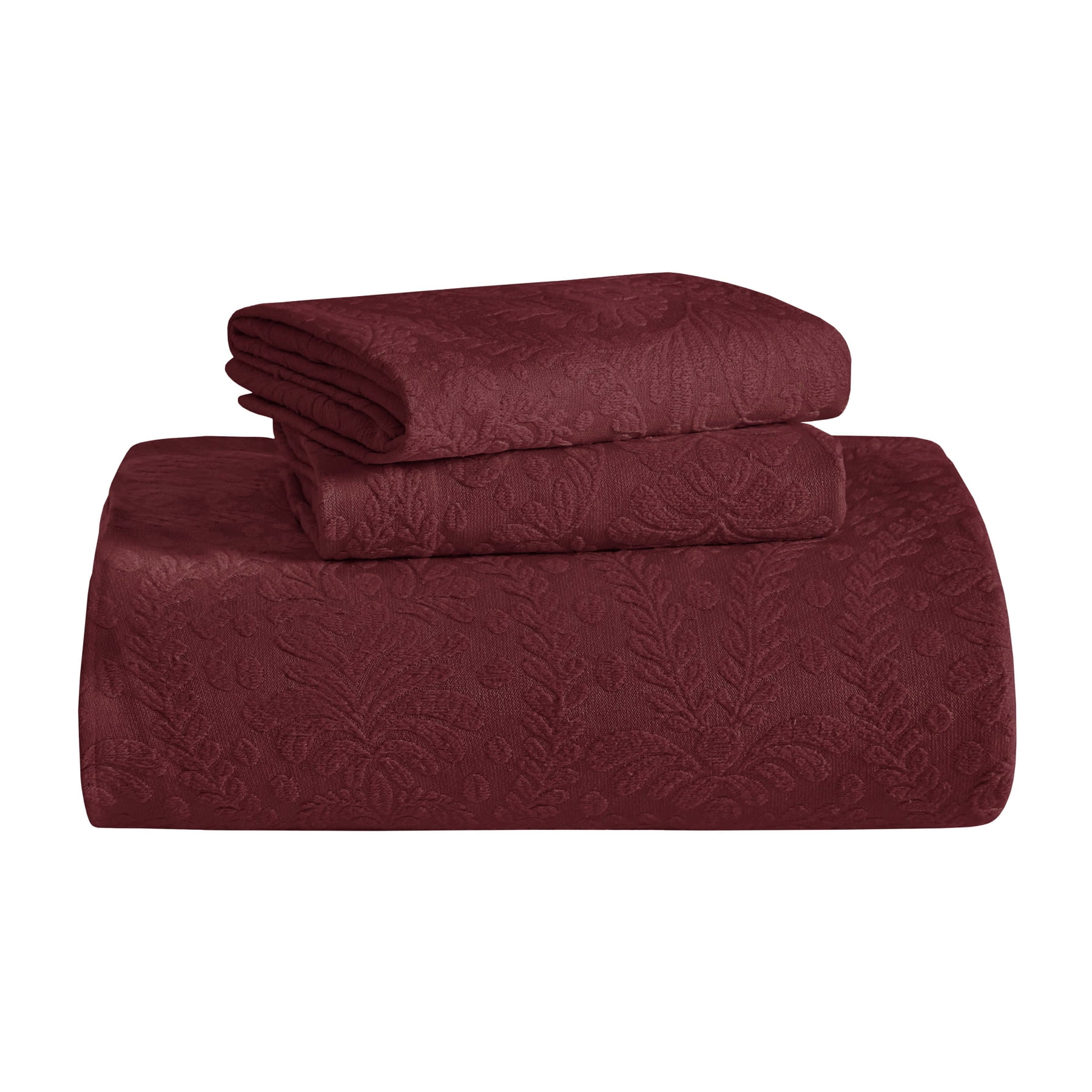 Superior 2 Piece Aspen Cotton Blend Burgundy Bedspread Set, Twin