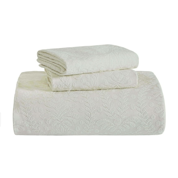 Superior 2 Piece Aspen Cotton Blend Ivory Bedspread Set, Twin