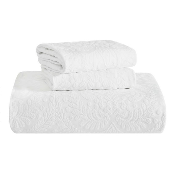 Superior 2 Piece Aspen Cotton Blend White Bedspread Set, Twin