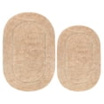 thumbnail image 1 of Cotton Solid 2-Piece Ivory Highly Absorbent Non-Slip Oval Bath Rug Set by Superior, 1 of 11