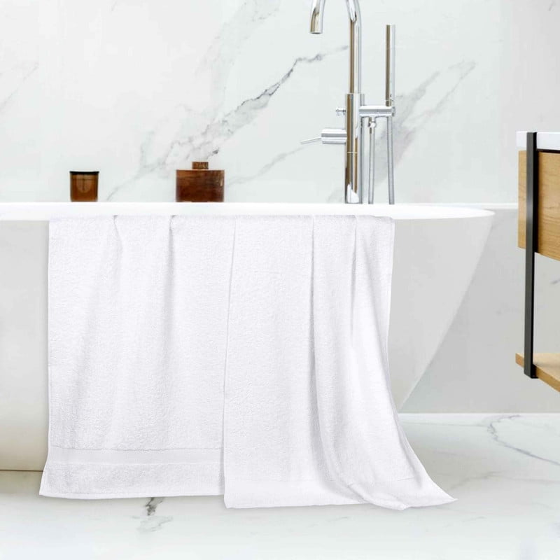Superior Franklin 2-Piece Cotton Bath Sheet Set, Super Soft Quick Dry Fade Resistant Towels, White