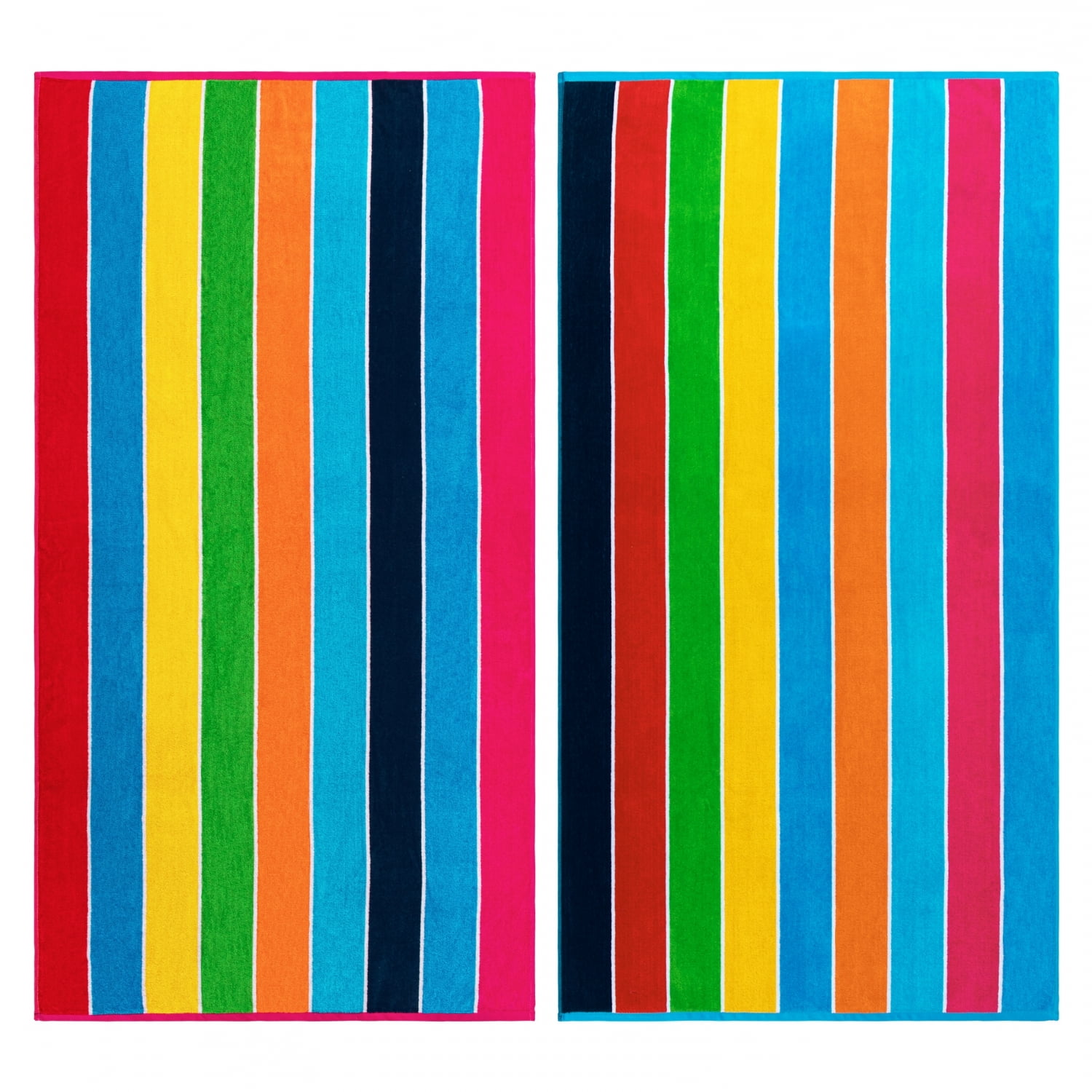 Superior 2-Piece Rainbow Striped Cotton Beach Towel Set