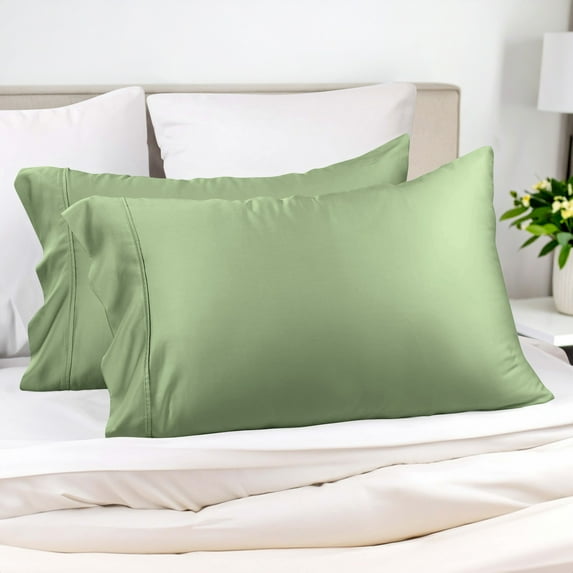 Superior 2-Piece Rayon From Bamboo Sage Pillowcases, Standard