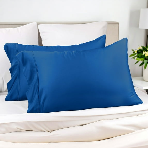 Superior 2-Piece Rayon From Bamboo Smoke Blue Pillowcases, Standard