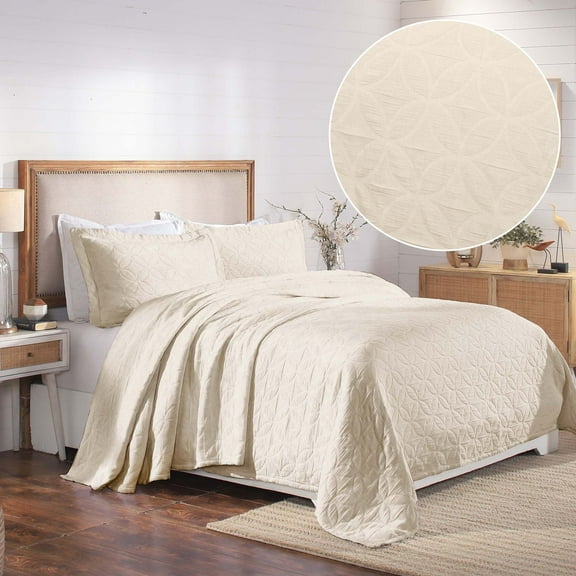 Superior 2-Piece Serenity Cotton Matelasse Ivory Bedspread Set, Twin