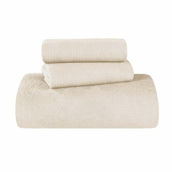 Superior 2-Piece Victory Cotton Matelasse Ivory Bedspread Set, Twin