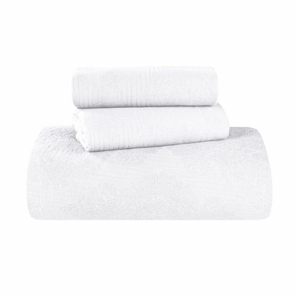 Superior 2-Piece Victory Cotton Matelasse White Bedspread Set, Twin