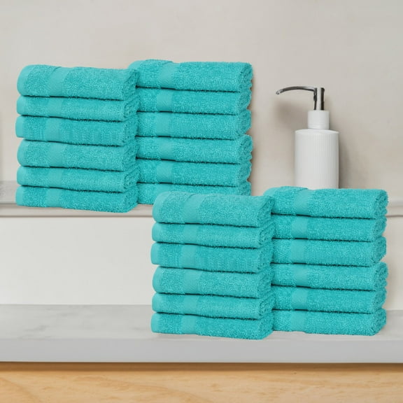Superior Franklin Cotton Face Towel/ Washcloths, Set of 24, Turquoise