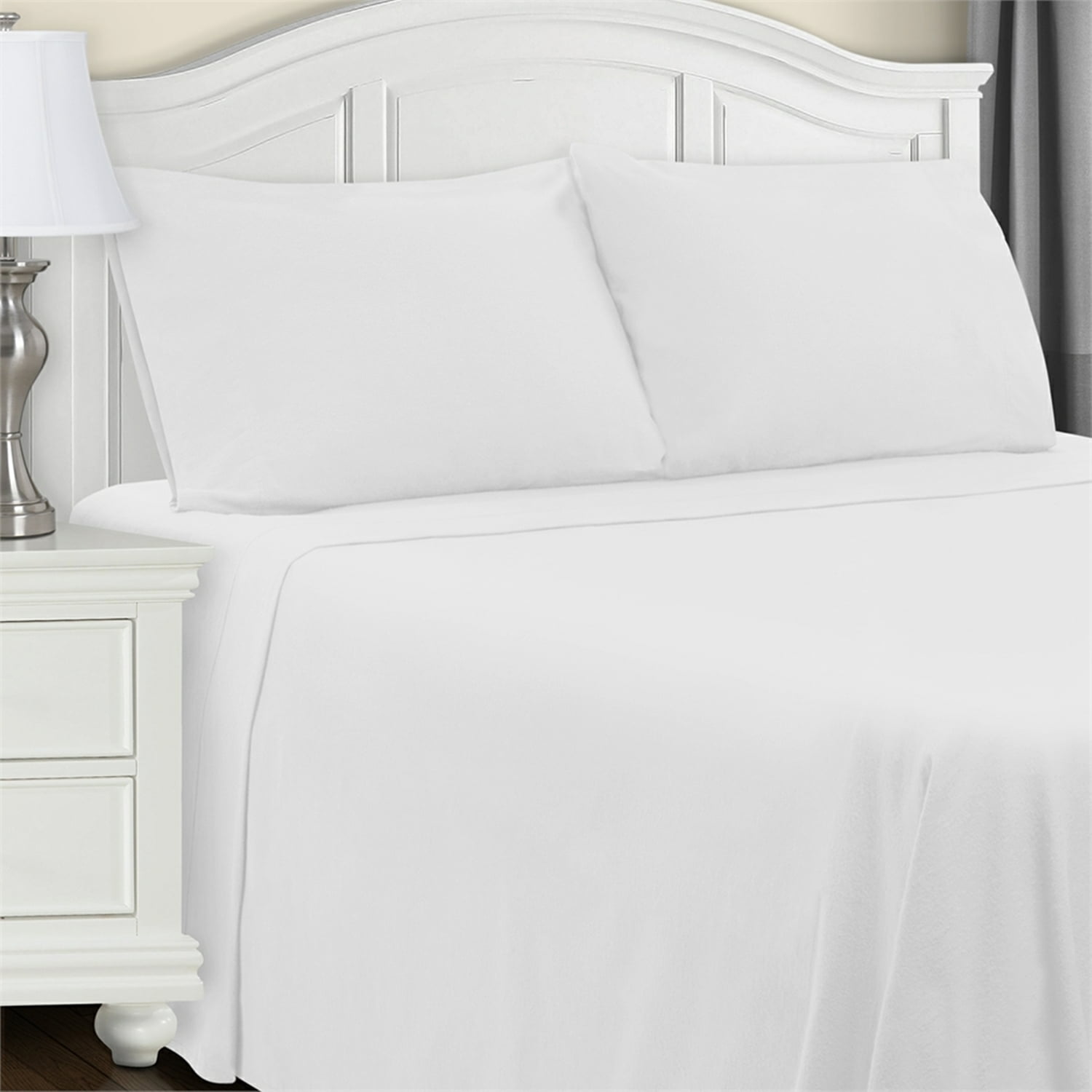 Superior 3-Count 150 GSM White Cotton Flannel Sheet Set, Twin