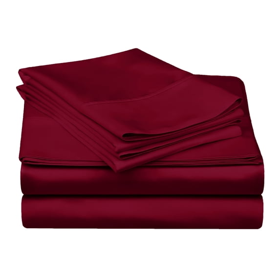 Superior 3-Piece 300 Thread Count Burgundy Egyptian Cotton Sheet Set, Twin