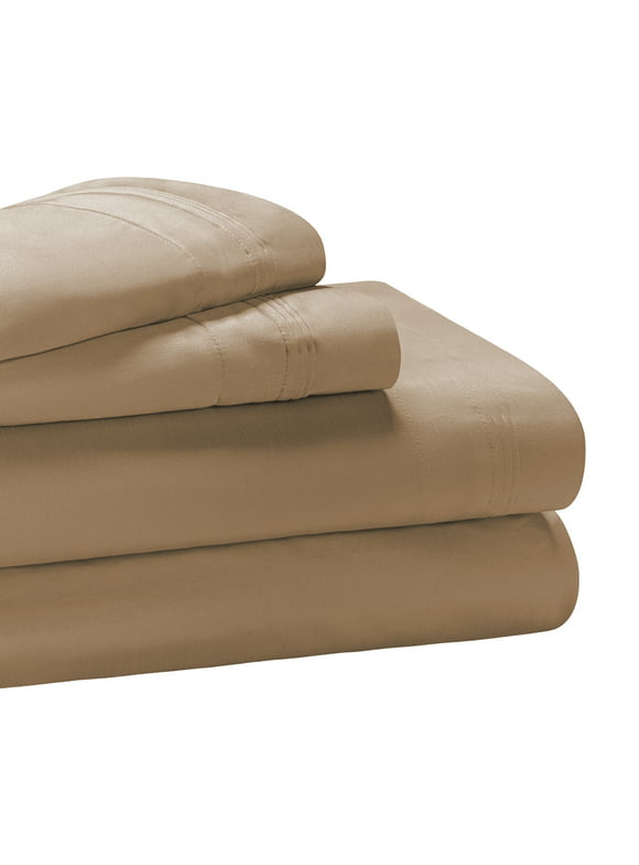 Superior 3-Piece 650-Thread Count Taupe Egyptian Cotton Sheet Set, Twin- Deep Pocket