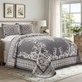 thumbnail image 1 of Superior Woven Jacquard Bedspread Set King Size, 3-Piece Lightweight All Seasons Coverlet, charcoal, 1 of 9