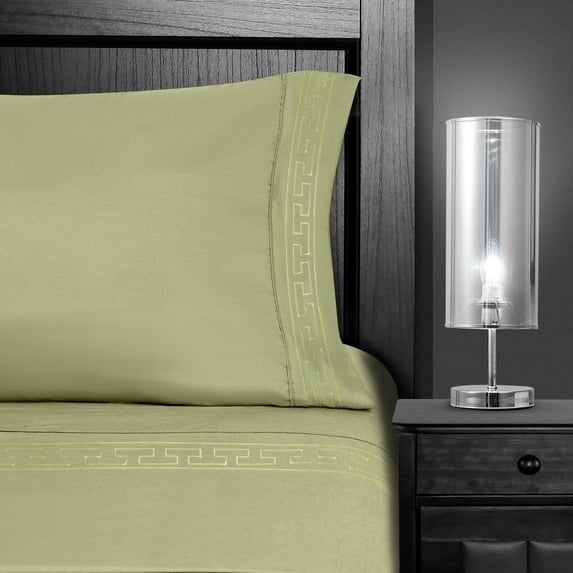 Superior 3-Piece Classic Sage Embroidered Microfiber Bed Sheet Set, Twin XL