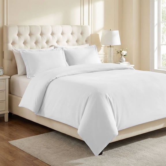 Superior 3-Piece Hanlon Cotton Blend Solid Duvet Cover Set, King/ Cal King, White