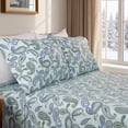 thumbnail image 1 of Superior 3-Piece Lightweight Paisley Cotton Flannel Sheet Set, Twin, Light Blue, 1 of 6