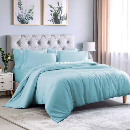 Superior 3-Piece Rayon From Bamboo Light Blue Duvet Set, King/California King