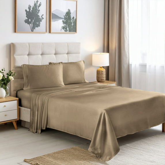 Superior 3-Piece Rayon From Bamboo Taupe Sheet Set, Twin