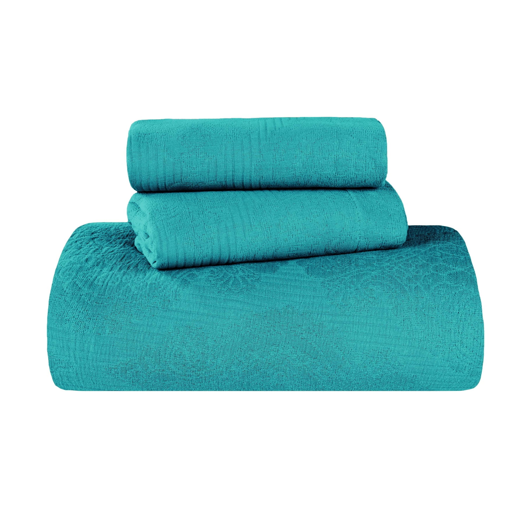 Superior 3-Piece Victory Cotton Matelasse Teal Bedspread Set, Full