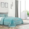 thumbnail image 1 of Superior 3-Pieces High-Durability Reversible Cotton Blend Bedspread Set, Full, Aqua, 1 of 8