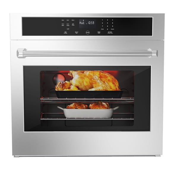 Superior 30" Built-in Stainless Steel Convection Wall Oven – 4.8 Cu.Ft, Touch Controls, Self-Cleaning, Safety Lock, 3800W Power for Baking/Broiling/Roasting, Modern Kitchen, Silver