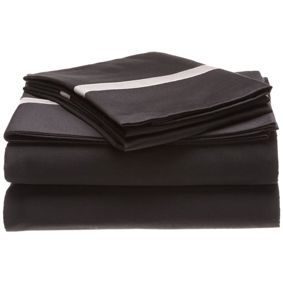 Superior 300 Thread Count Cotton Sheet Set, Cal King, Black/ Grey