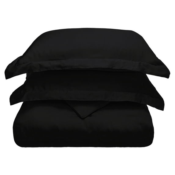 Superior 300 Thread Count Duvet Cover Set, Full/ Queen, Black